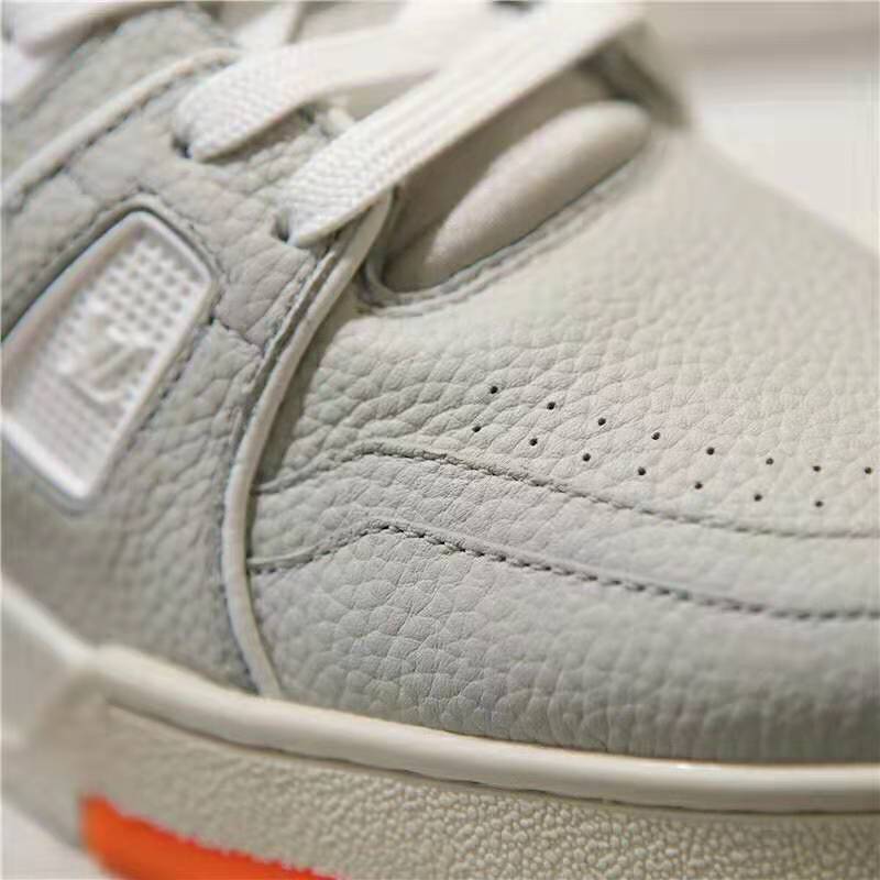 Louis Vuitton LV Unisex LV Trainer Sneaker in Grained Calf Leather-White