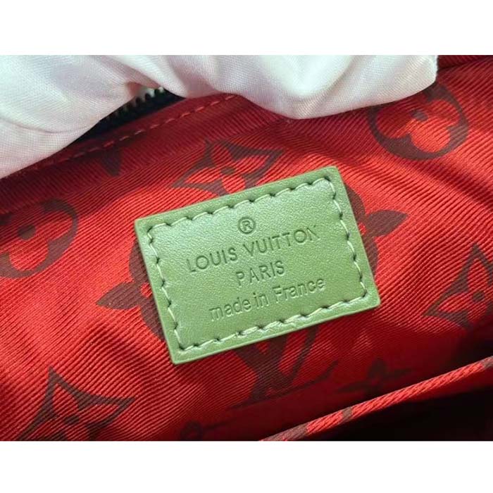 Louis Vuitton LV Unisex Trio Messenger Khaki Green Vermillion Red Monogram Canvas Cowhide Leather