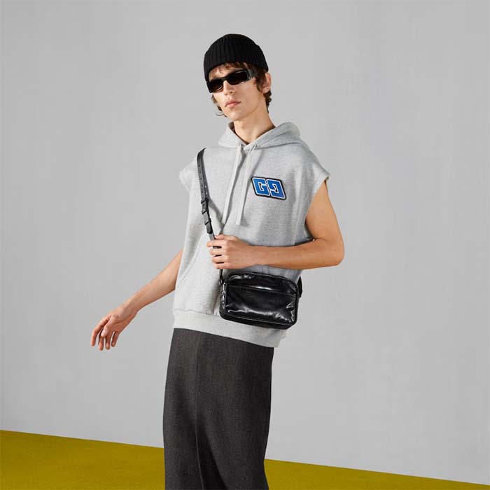 Gucci GG Unisex GG Crystal Mini Shoulder Bag Black Crystal Canvas Leather Nylon Lining