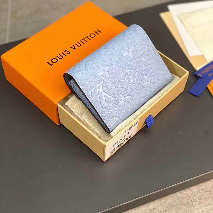 Louis Vuitton LV Unisex Rosalie Coin Purse Blue Monogram Empreinte Embossed Supple Grained Cowhide Leather