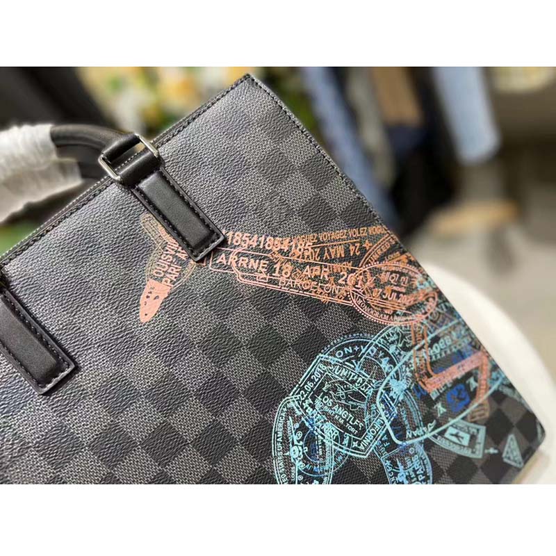 Louis Vuitton LV Unisex Sac Plat Cross Damier Graphite Coated Canvas