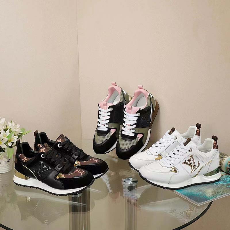 Louis Vuitton LV Unisex Run Away Sneaker White Calf Leather Monogram Canvas