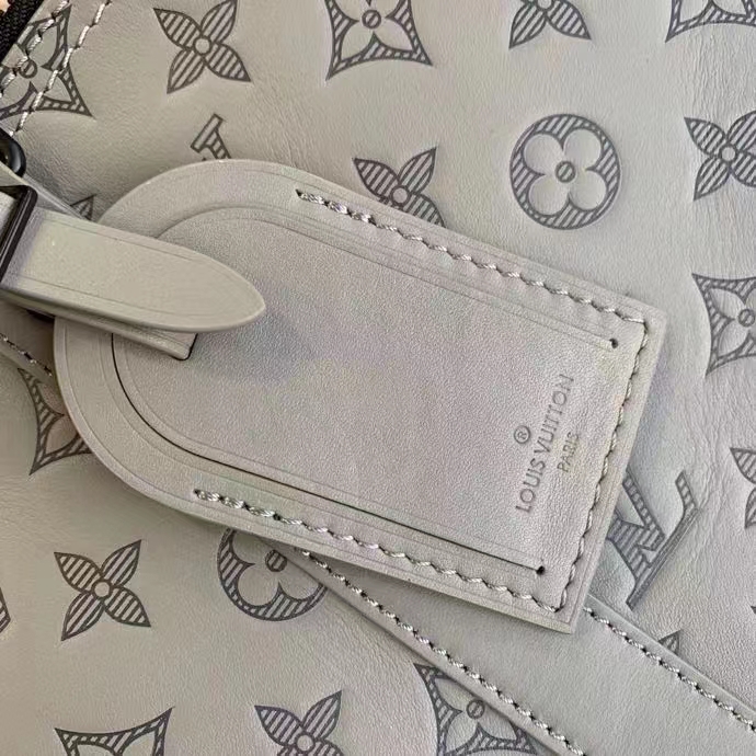 Louis Vuitton LV Unisex Keepall 50B Anthracite Gray Monogram Shadow Calf Leather