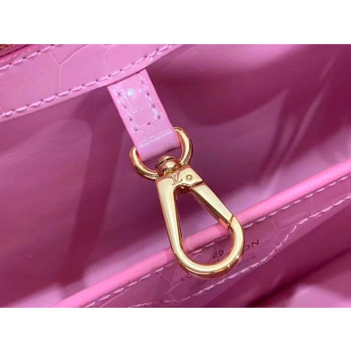 Louis Vuitton LV Women Capucines MM Handbag Pink Crocodilien Brillant Savoir Faire