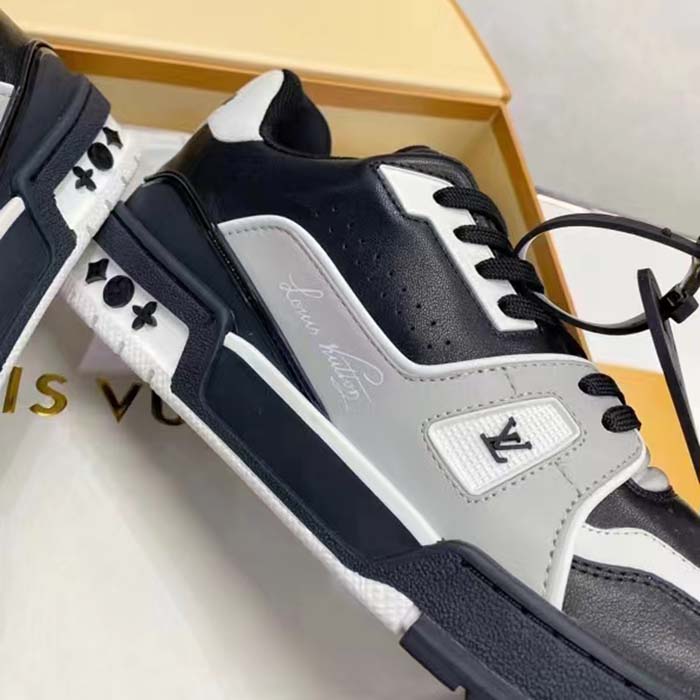 Louis Vuitton LV Unisex Trainer Sneaker Black Mix Materials Monogram Flowers