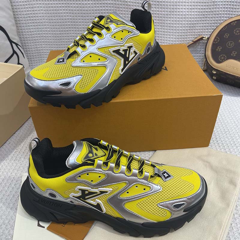 Louis Vuitton Unisex LV Runner Tatic Sneaker Yellow Mix Materials Rubber Monogram Flowers