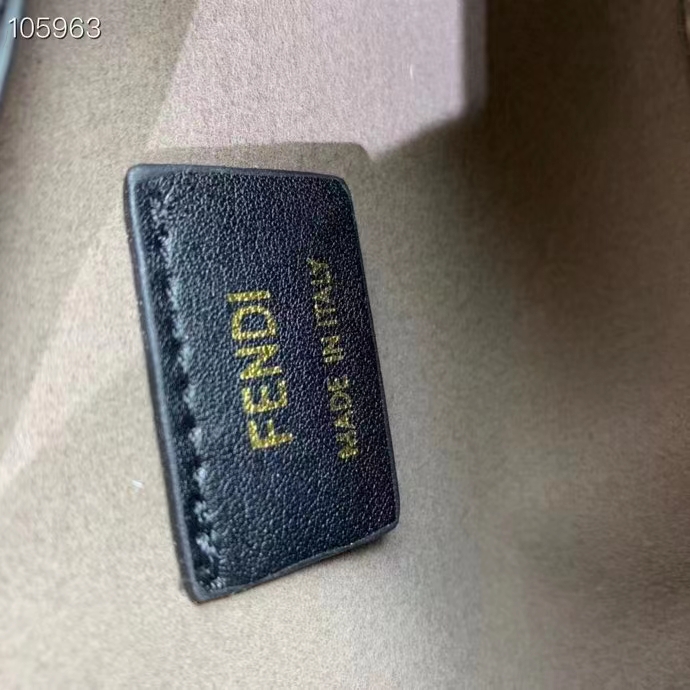 Fendi Women FF O’Lock Swing Mint Black Leather Pouch