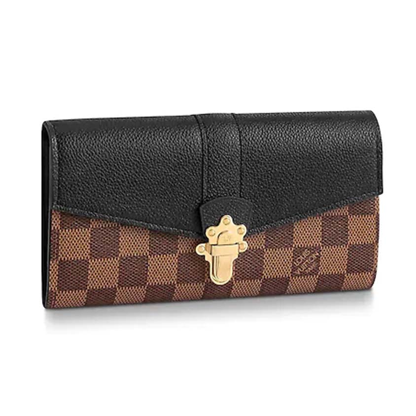 Louis Vuitton LV Women Clapton Wallet in Damier Ebène Coated Canvas