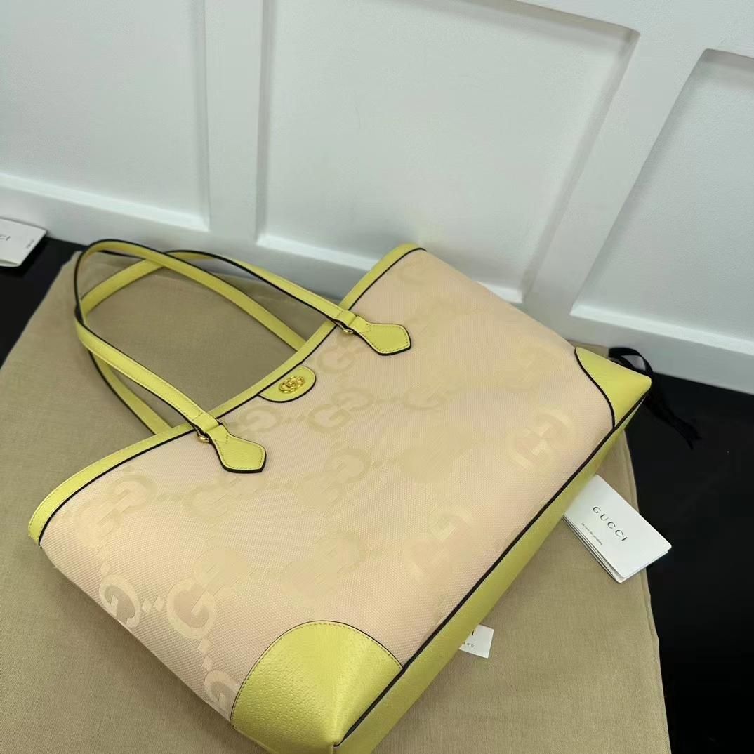 Gucci Unisex Ophidia Jumbo GG Medium Tote Beige Banana Double G
