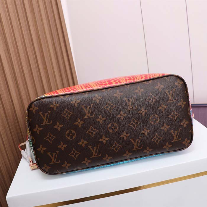 Louis Vuitton Unisex LV x YK Neverfull MM Monogram Coated Canvas Pumpkin Print
