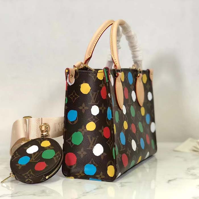 Louis Vuitton LV Women LV x YK OnTheGo PM​ Monogram Coated Canvas 3D Painted Dots Print