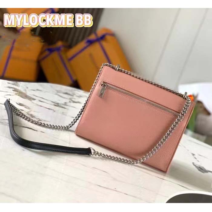 Louis Vuitton LV Women Mylockme Chain Bag Rose Trianon Pink Grained Calf Leather
