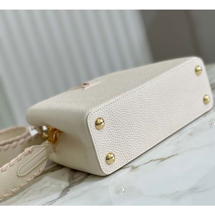 Louis Vuitton LV Women Capucines BB Handbag Cream Beige Pearly Pink Taurillon Leather