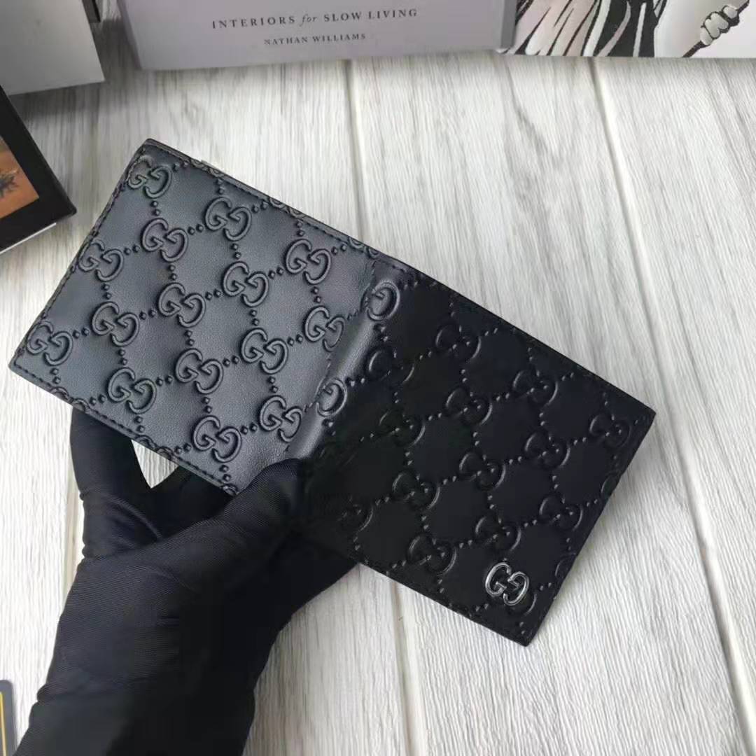 Gucci GG Men Gucci Signature Wallet in Black Gucci Signature Leather with Details