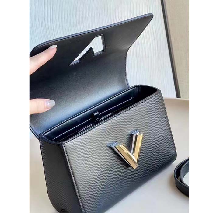 Louis Vuitton LV Women Twist MM Black Epi Grained Leather Cowhide Lock