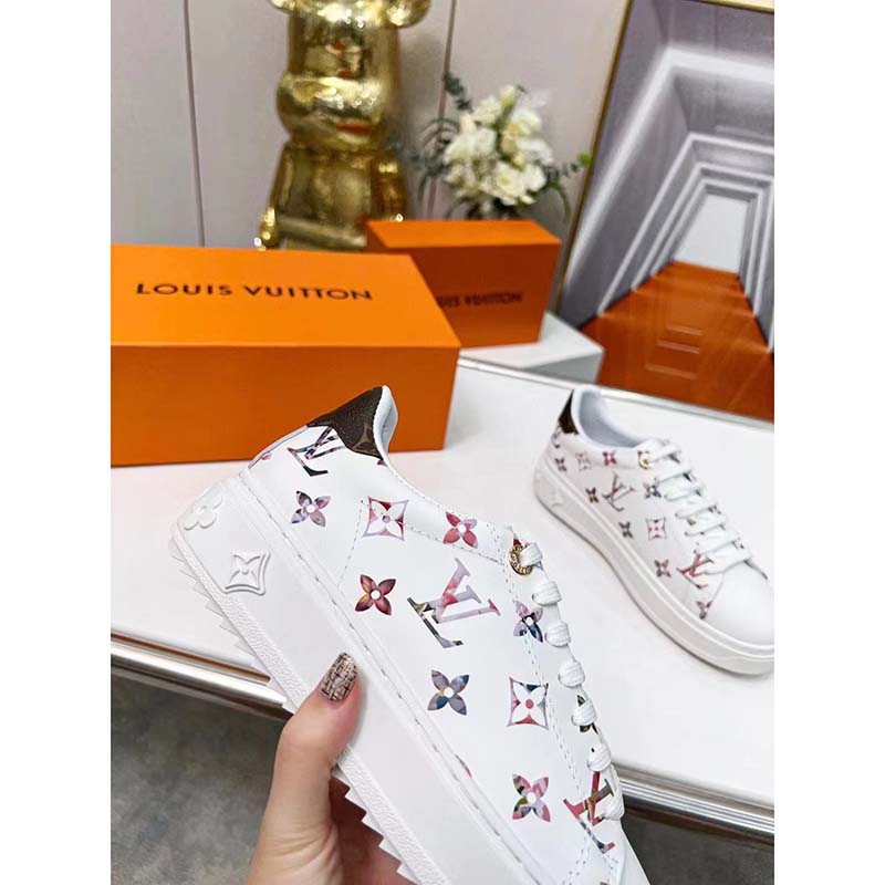 Louis Vuitton LV Unisex Time Out Sneaker White Monogram Embossed Lambskin