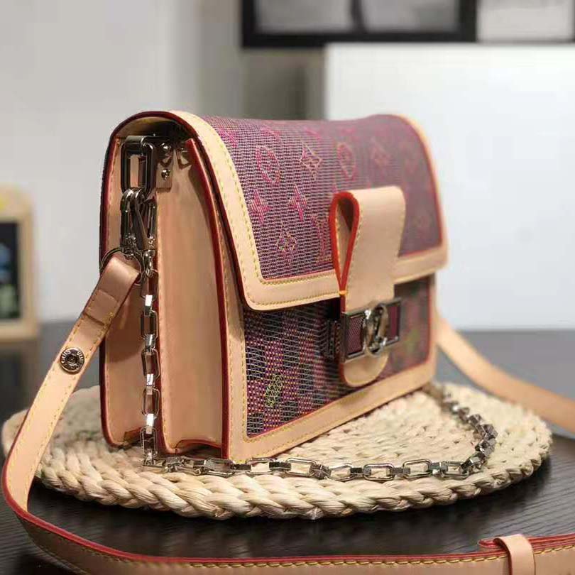 Louis Vuitton LV Women Dauphine MM Handbag in Monogram Canvas-Pink