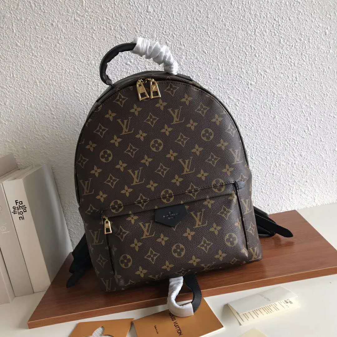 Louis Vuitton LV Unisex Palm Springs MM Backpack in Monogram Coated Canvas-Brown