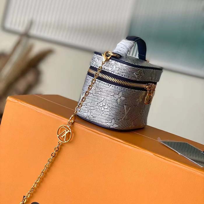 Louis Vuitton LV Women Micro Vanity Blue Monoglam Coated Canvas Microfiber Lining