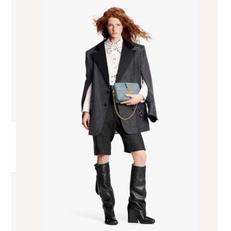 Louis Vuitton LV Women Troca PM Glacier Blue Damier Quilt Lambskin Calfskin