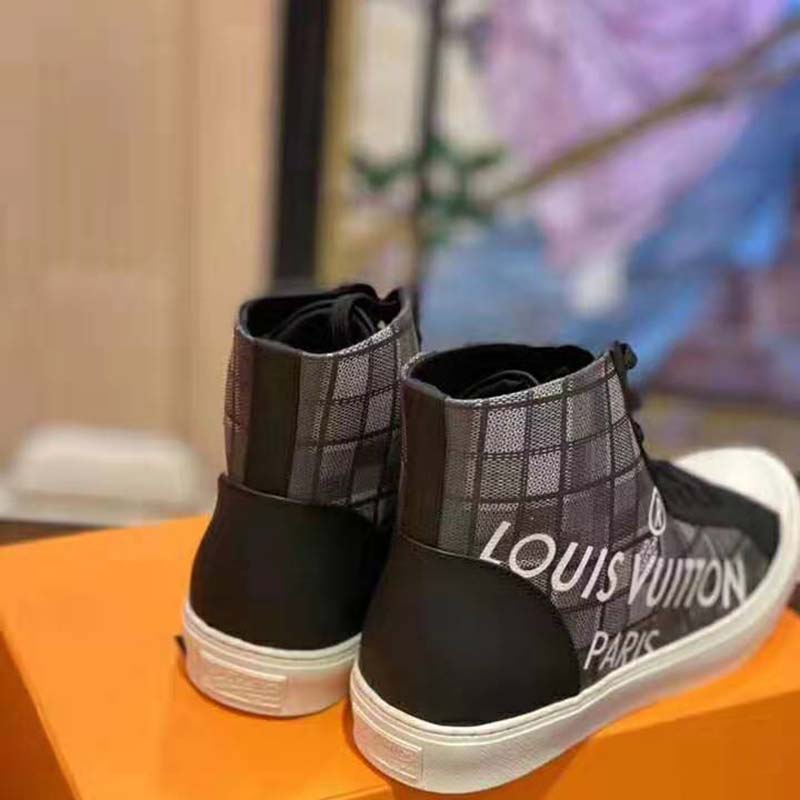 Louis Vuitton LV Unisex Tattoo Sneaker Boot in Damier Tartan Canvas-Black