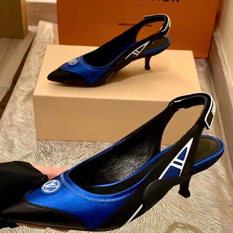 Louis Vuitton Women Archlight Slingback Pump Blue Technical Satin Calf Leather
