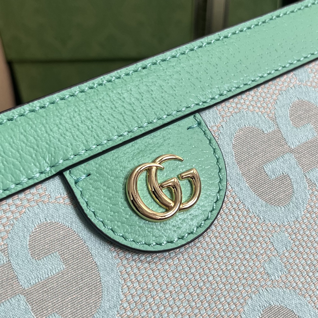Gucci Women Ophidia Jumbo GG Small Shoulder Bag Beige Green Mint Canvas