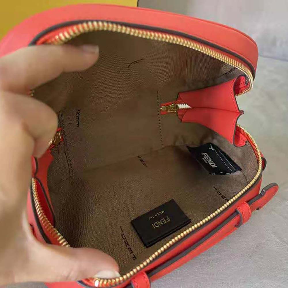 Fendi Women Mini Camera Case Red Leather and Suede Mini-Bag