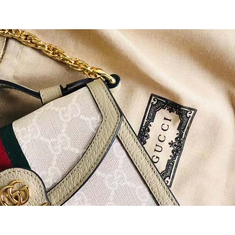 Gucci Women Dionysus GG Mini Shoulder Bag Beige White Supreme Canvas