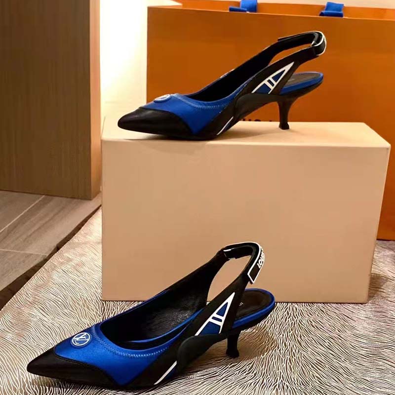 Louis Vuitton Women Archlight Slingback Pump Blue Technical Satin Calf Leather