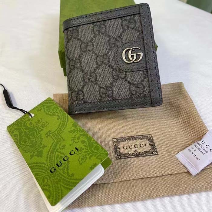 Gucci Unisex Ophidia GG Wallet Grey Black Supreme Canvas Double G