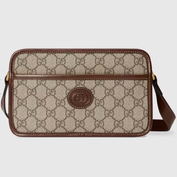 Gucci Unisex Mini Bag Interlocking G Beige Ebony GG Supreme Canvas