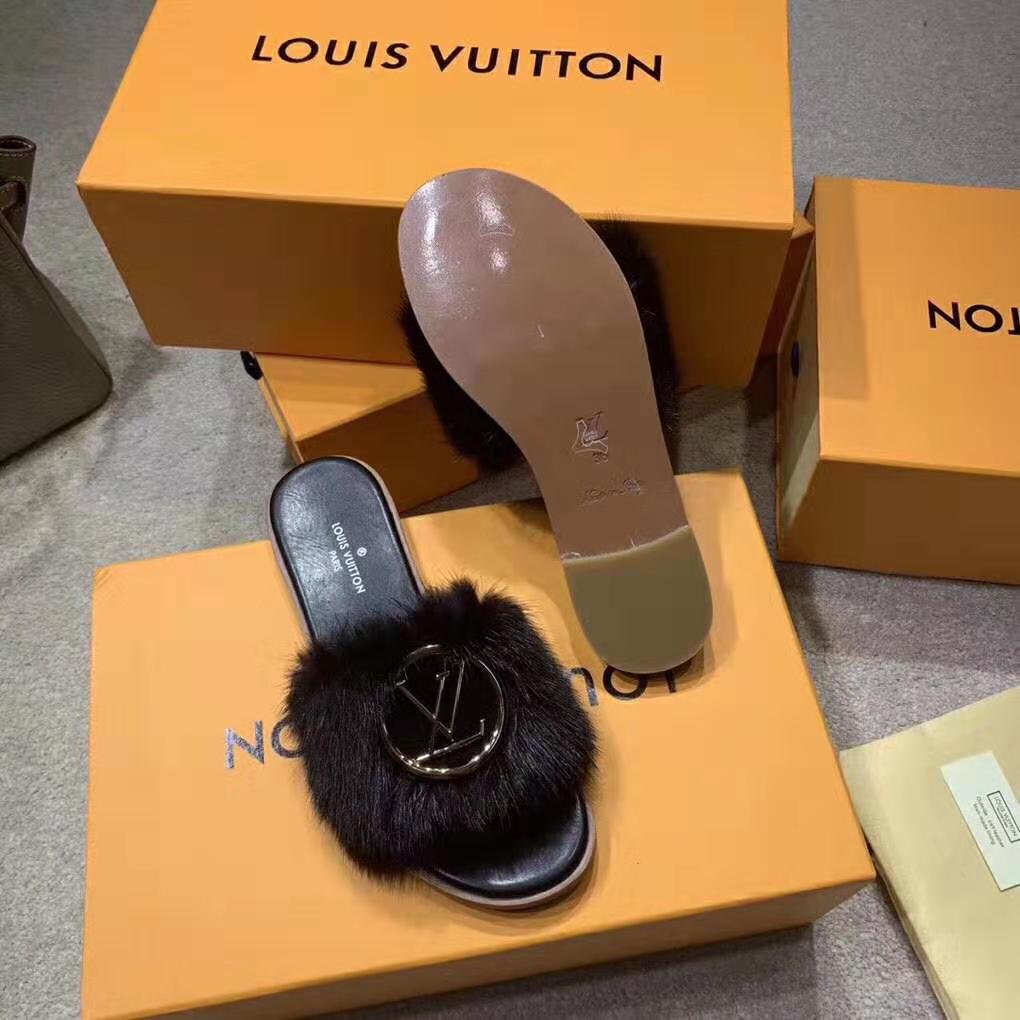 Louis Vuitton LV Women Lock It Mule in Mink and Leather-Black