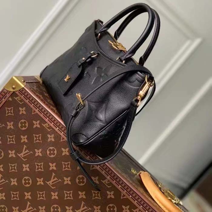 Louis Vuitton LV Women Trianon PM Bag Black Embossed Grained Cowhide Leather