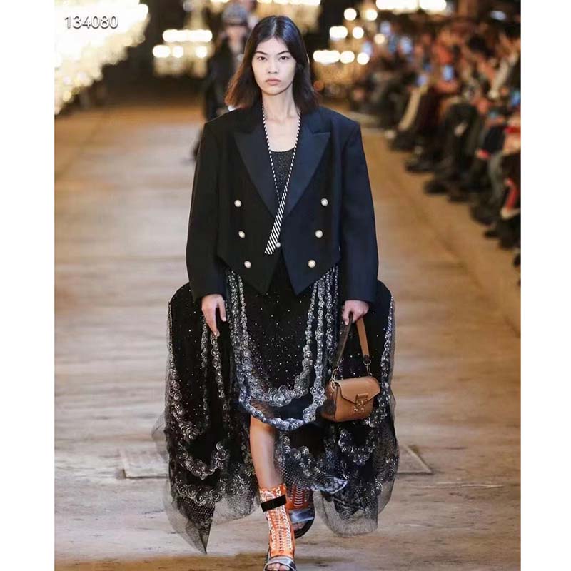 Louis Vuitton LV Women Swing Brown Calfskin Leather Monogram Canvas S Lock