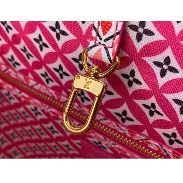 Louis Vuitton LV Unisex Neverfull MM Pink Monogram Coated Canvas Textile Lining