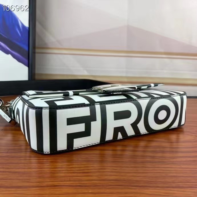 Fendi Women FF Baguette Two-Tone Leather Fendi Roma Capsule Bag