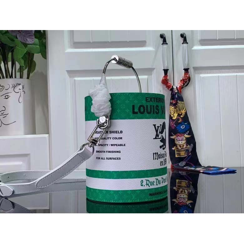 Louis Vuitton Unisex LV Paint Can Green Coated Canvas Cowhide Leather