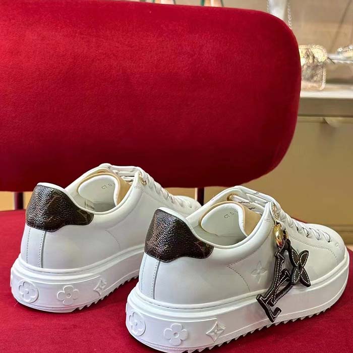 Louis Vuitton Women LV Time Out Sneaker Ecru Beige Mix Materials Monogram Flower