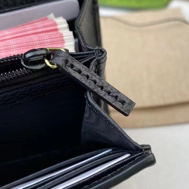 Gucci Women GG Marmont Leather Continental Wallet Beige Ebony GG Supreme Canvas