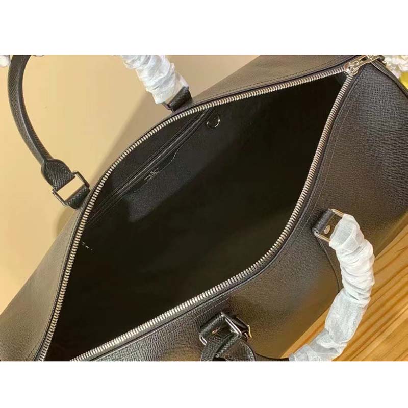 Louis Vuitton LV Unisex Keepall Bandoulière 50 Bag Black Ultra-Soft Taiga Leather