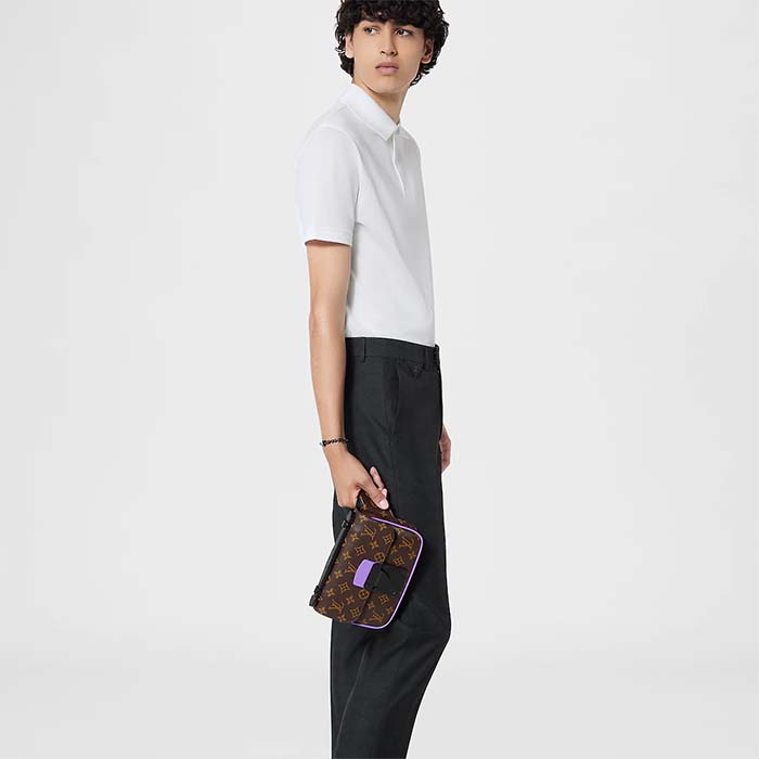 Louis Vuitton LV Unisex S Lock Sling Bag Purple Monogram Macassar Coated Canvas