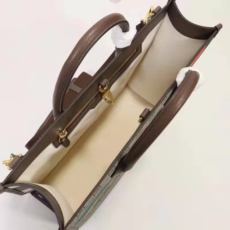 Gucci Unisex Medium Tote Geometric Print Beige Ebony GG Supreme Canvas