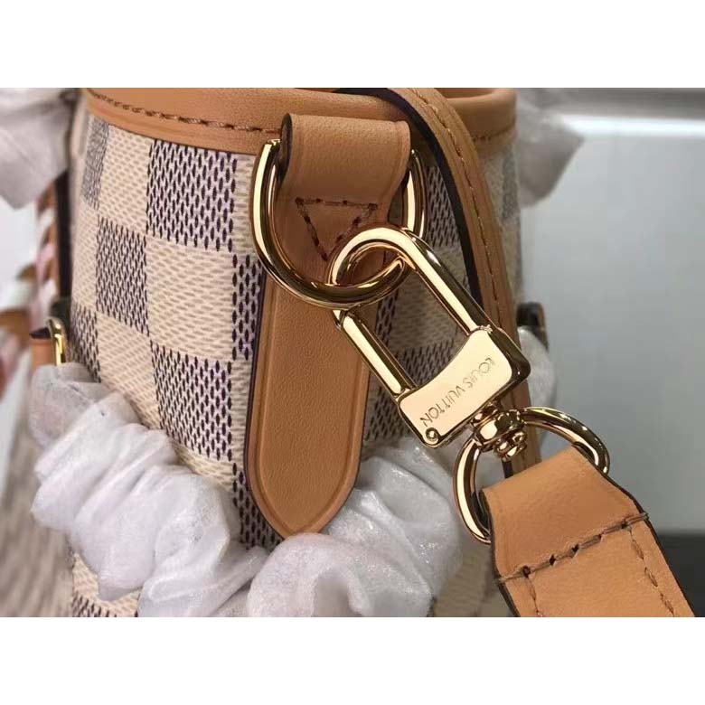 Louis Vuitton LV Women Neverfull MM Tote Bag Damier Azur Coated Canvas