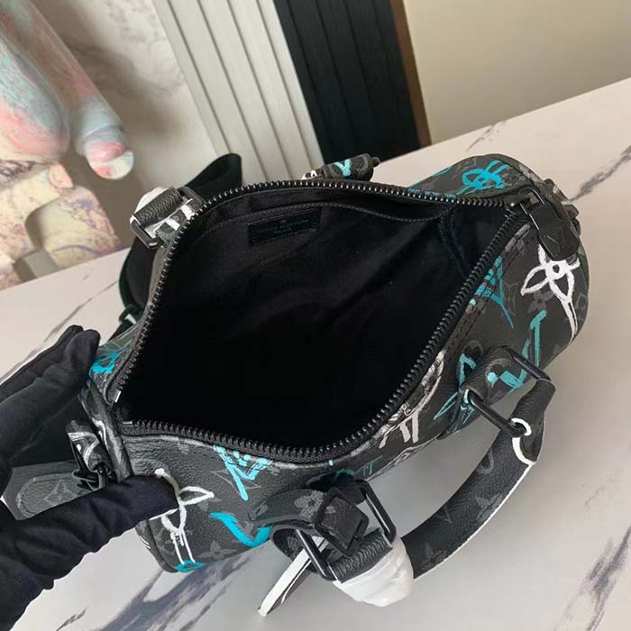 Louis Vuitton LV Unisex Keepall Bandoulière 25 Graffiti Green Monogram Coated Canvas