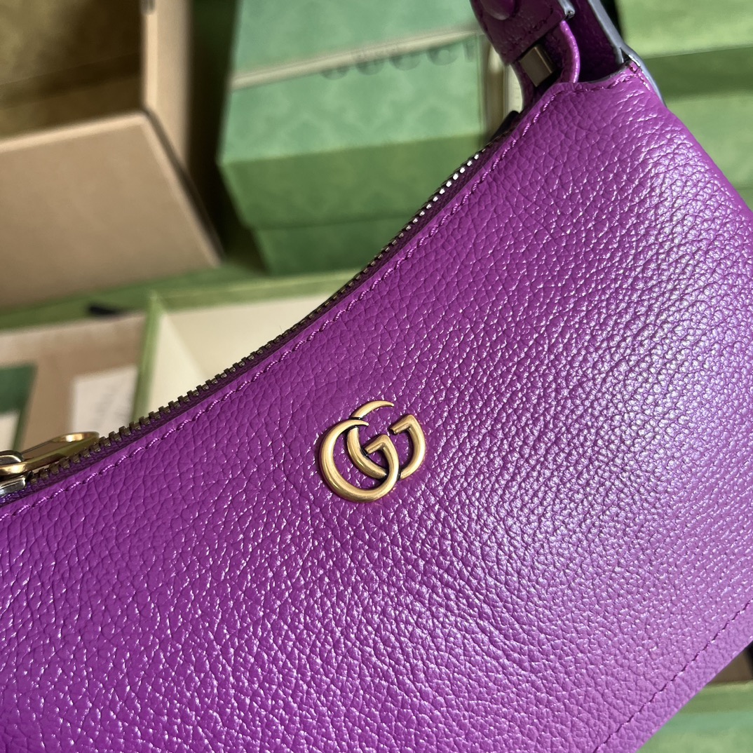 Gucci Women GG Aphrodite Mini Shoulder Bag Double G Purple Soft Leather