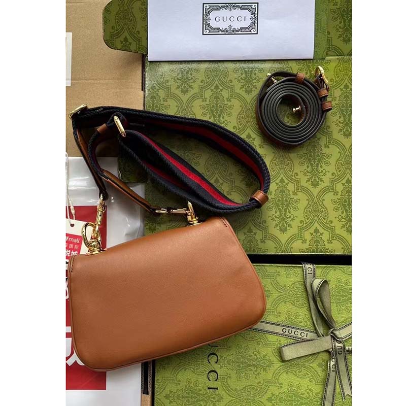 Gucci Women GG Blondie Shoulder Bag Cuir Leather Round Interlocking G