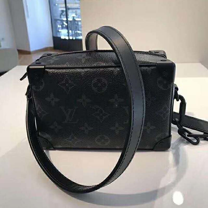 Louis Vuitton LV Unisex Mini Soft Trunk Bag in Monogram Eclipse Canvas and Chain