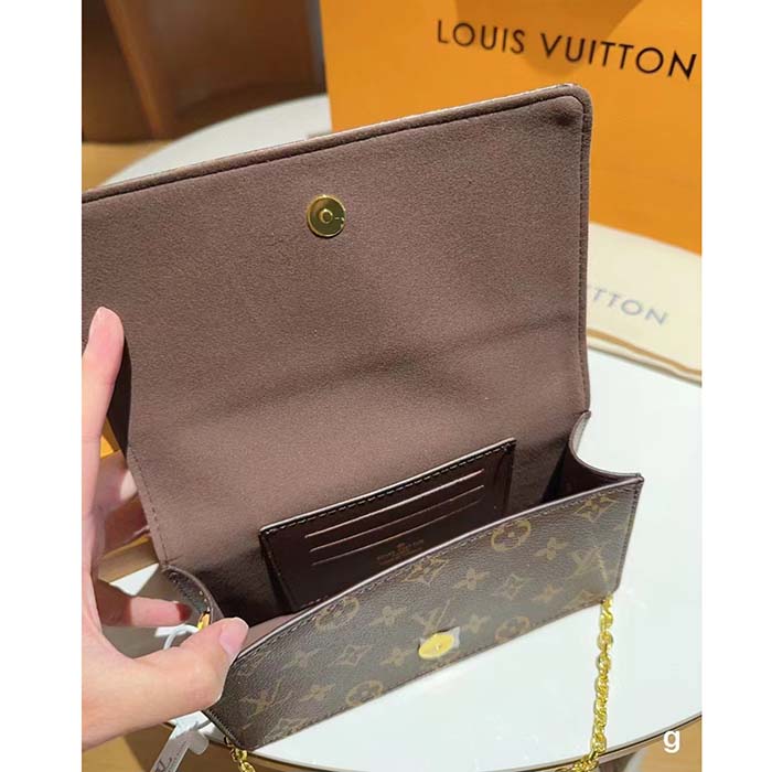 Louis Vuitton LV Women Wallet On Chain Lily Monogram Coated Canvas Flap Closure