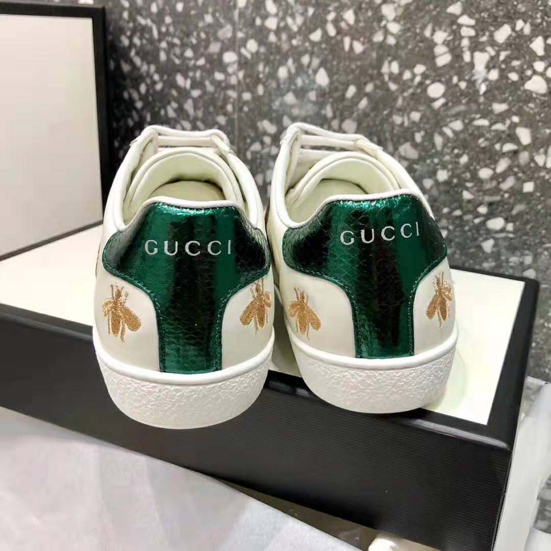 Gucci Men Ace Embroidered Sneaker Stars and Bees in White